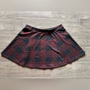 Eclipse Plaid Skater Skirt XL | Black Red Tartan Mini Stretch A-Line